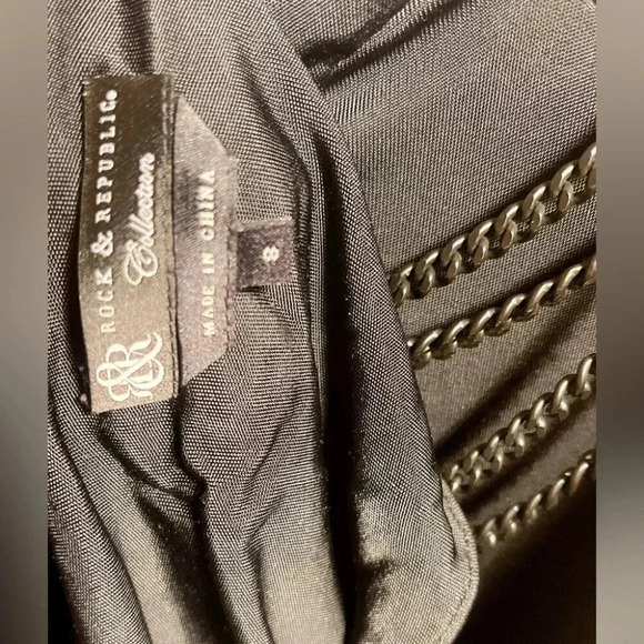 Rock & republic blck chain detail low back spaghetti strap evening party dress 8 - Picture 6 of 7